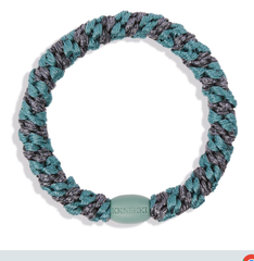 Kknekki Teal Steel Grey Glitter Stripe Hair Tie