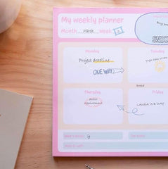 Snoopy A4 Weekly Planner Notepad Pink