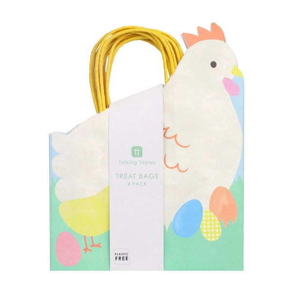 Spring  Easter Hen Shaped Gift Bags 6 Pack