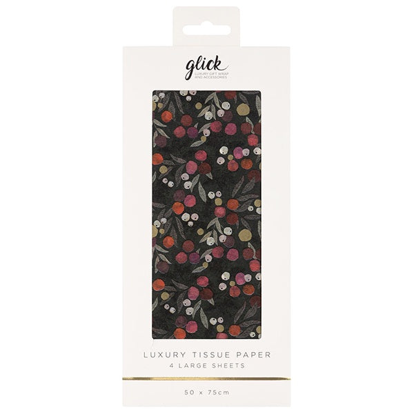 Berry Patterned Green Tissue Paper
