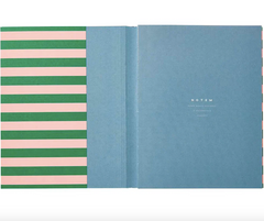 Uma Medium Flatlay Notebook Green and Rose Stripe