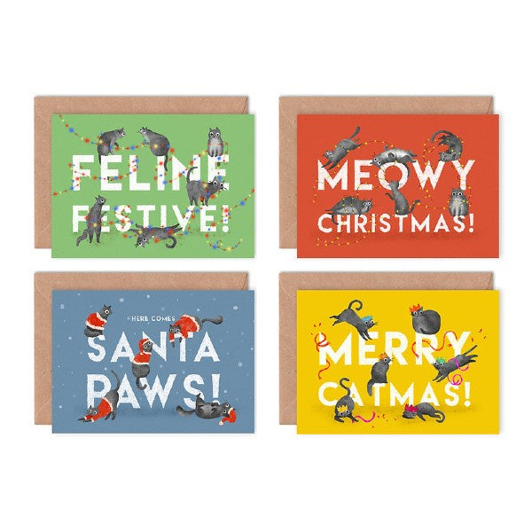 Christmas Cats Multipack of 8 Cards