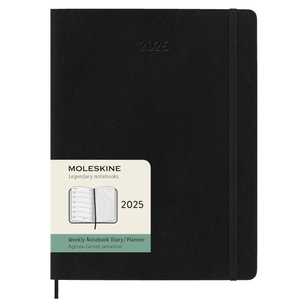 Moleskine 2025 12M Weekly Diary XL Black Softcover Paper Tiger