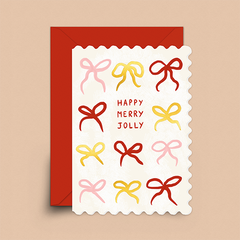 Happy Merry Jolly Bows Christmas Card