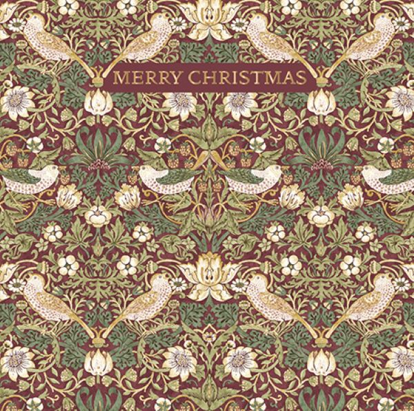 William Morris Strawberry Thief Christmas Card
