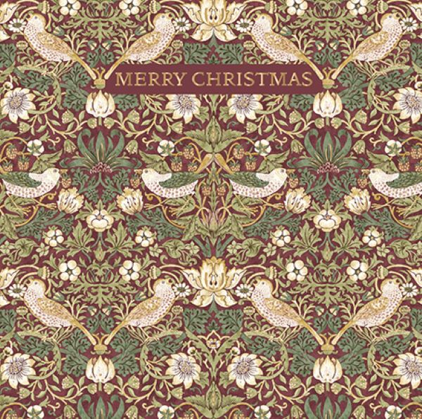 William Morris Strawberry Thief Christmas Card