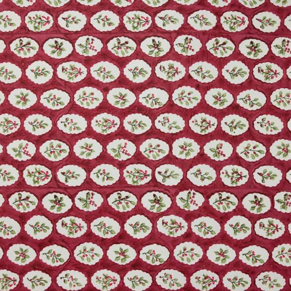 Scallop Tiles Christmas Pudding Block Printed Sheet Wrap