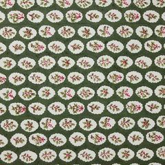 Scallop Tiles Holly Green Block Printed Sheet Wrap