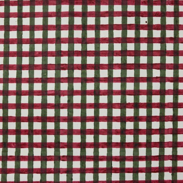 Gingham Holly Green Block Printed Sheet Wrap