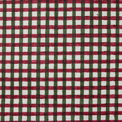 Gingham Holly Green Block Printed Sheet Wrap