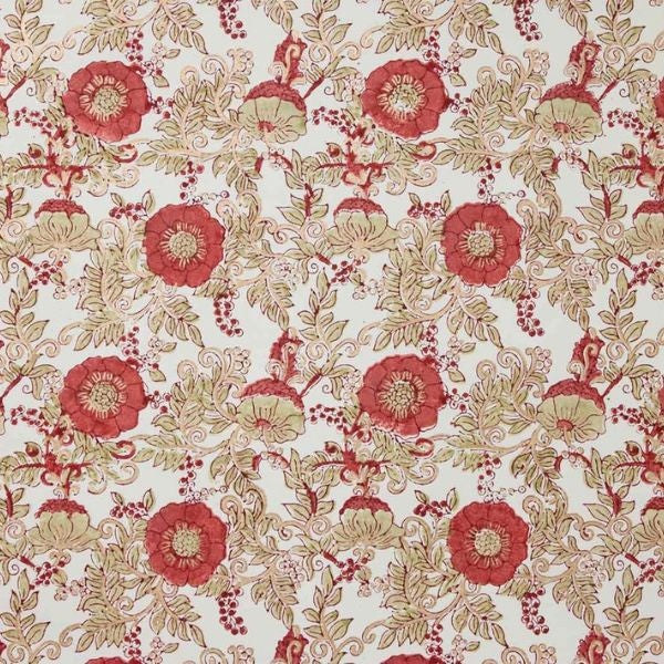 Wild Rose Winter Red Block Printed Sheet Wrap