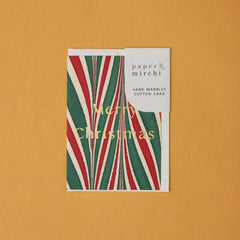 Candy Stripes Jolly Christmas Hand Marbled Greeting Card