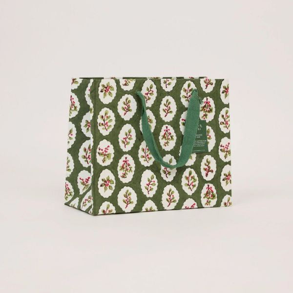 Holly Green Block Printed Medium Gift Bag