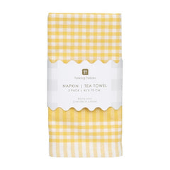 Yellow Gingham Fabric Napkins / Tea Towel