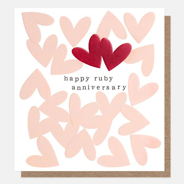 Happy Ruby Anniversary Hearts Card