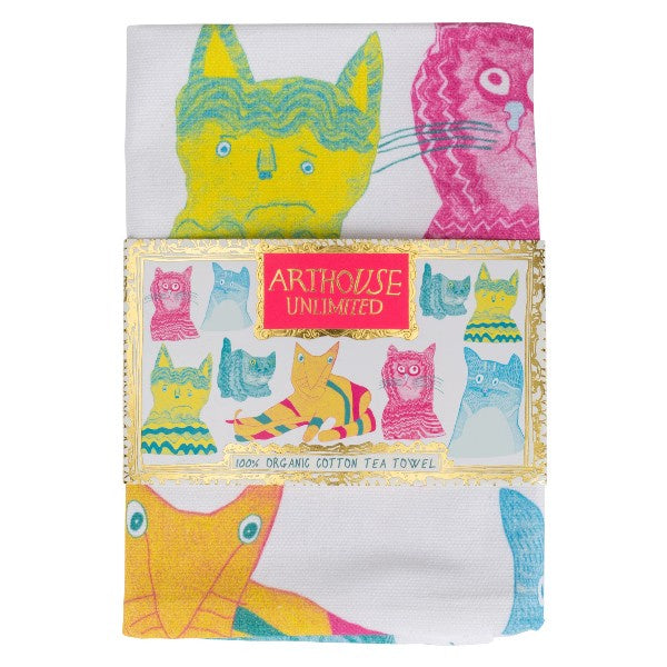 Miaow for Now, Organic Cotton Tea Towel