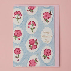 Pink Floral Mother's Day Block Printed Greeting Card