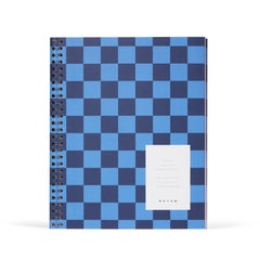 Nela Large Wirebound Spiral Notebook in Blue Check