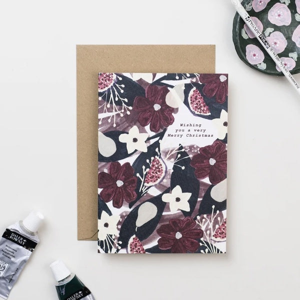 Pears and Florals Christmas Card