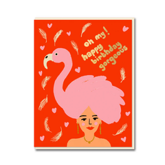 Flamingo Girl Birthday Card