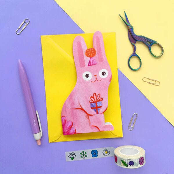 Die Cut Rabbit Birthday Card - Paper Tiger