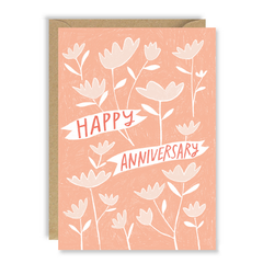 Happy Anniversary Pink Flowers Card