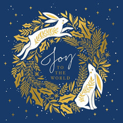 Joy White Hares Christmas Card Pack