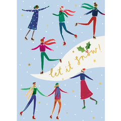 Let It Snow Iceskaters Christmas Card