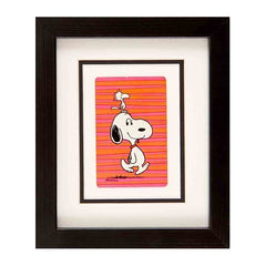 Snoopy & Woodstock Framed Mounted Playing Card