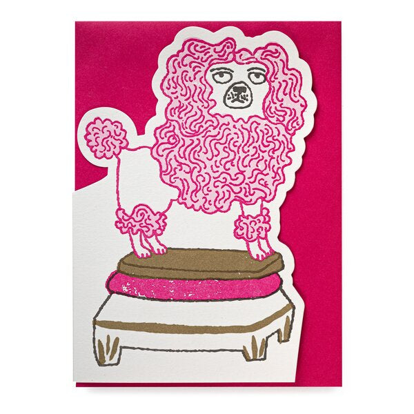 Pink Poodle Cut Out Card