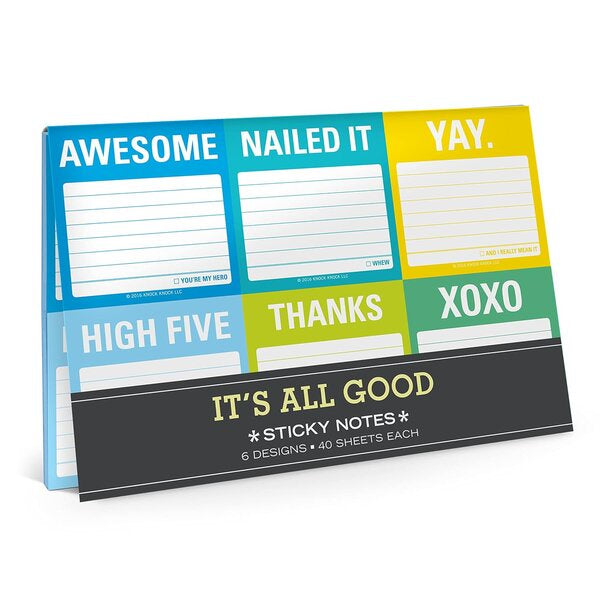 Great Sticky Note It's All Good Sticky Notes Pack of Six - Paper Tiger