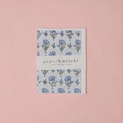 Ditsy Floral Blue Stone Block Printed Card