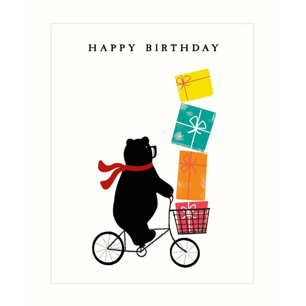 Bicycle & Presents Bear Birthday Card