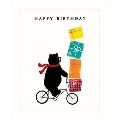 Bicycle & Presents Bear Birthday Card