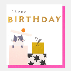 Happy Birthday Cat & Presents Card