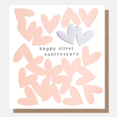 Happy Silver Anniversary Hearts Card