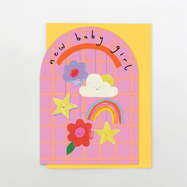 Baby Girl Flower Mobile Card