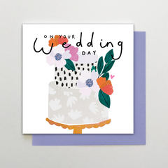 On Your Wedding Day Cake and Flowers Card