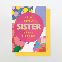 Lovely Sister Balloon Birthday Card