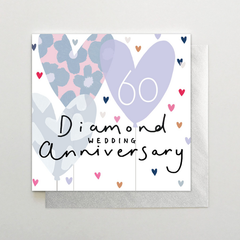 Diamond Wedding Anniversary Heart Balloons Card