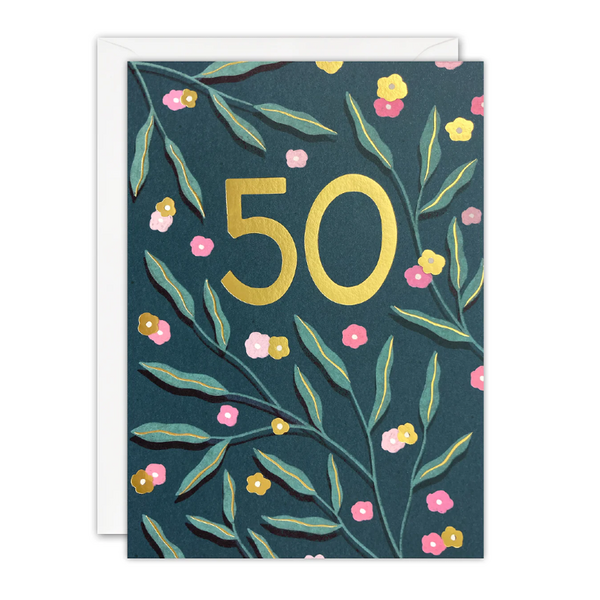 Age 50 Flowers Card