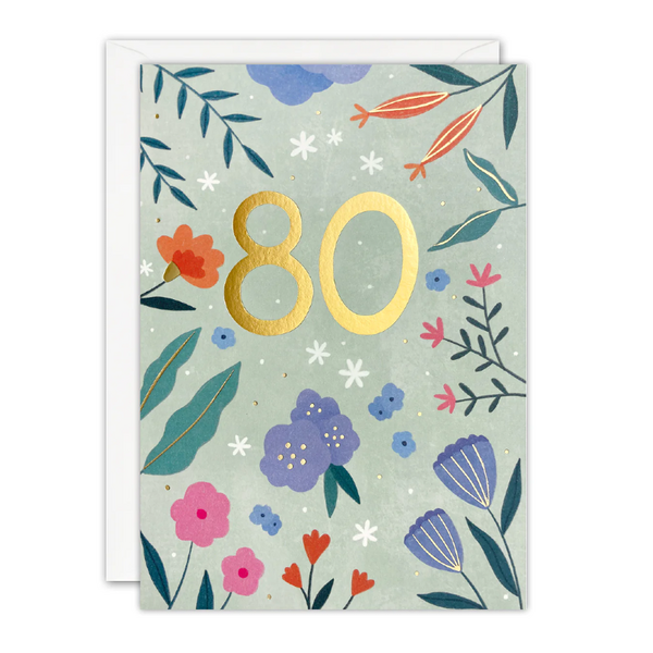 Age 80 Flowers Card