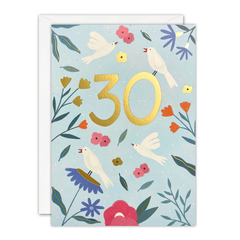 Age 30 Birds and Flowers Card