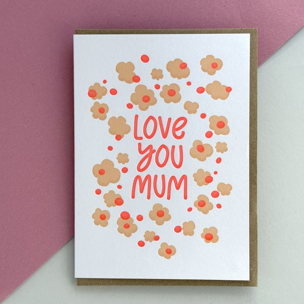 Love You Mum Letterpress Card