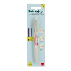 Make Mistakes Travel 3 Colour Erasable Gel Pen