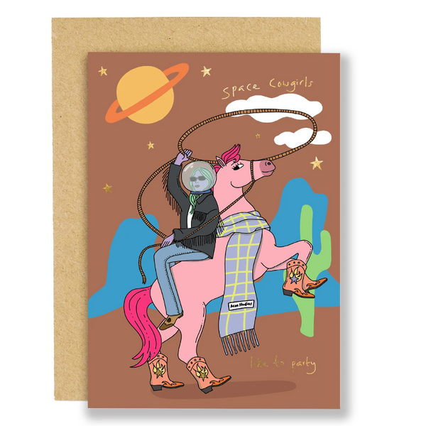 Space Cowgirls Birthday Card