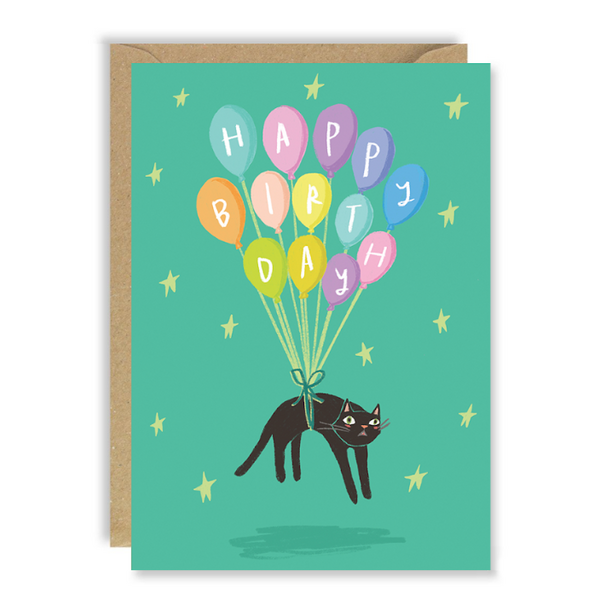 Birthday Exploding Cat Crazy Cat Balloons Birthday Card - Paper Tiger