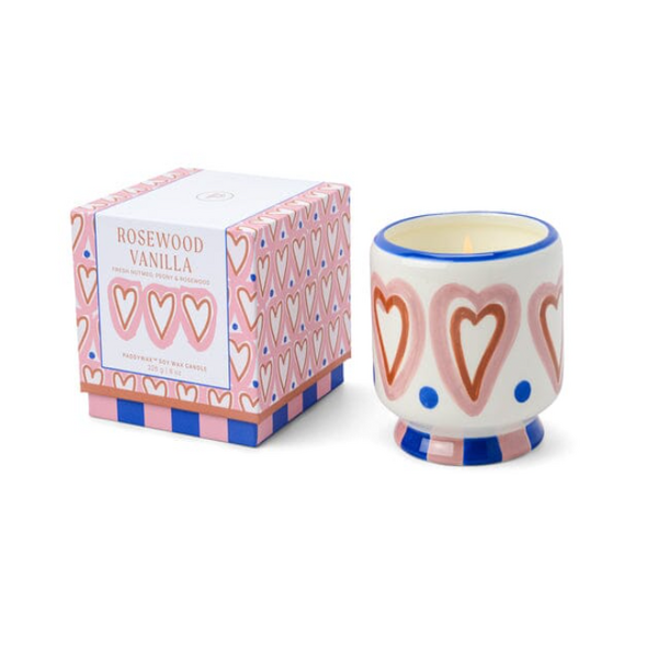 A Dopo Hearts Rosewood Vanilla Ceramic Candle