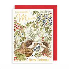 Mum Hedgehogs Christmas Card