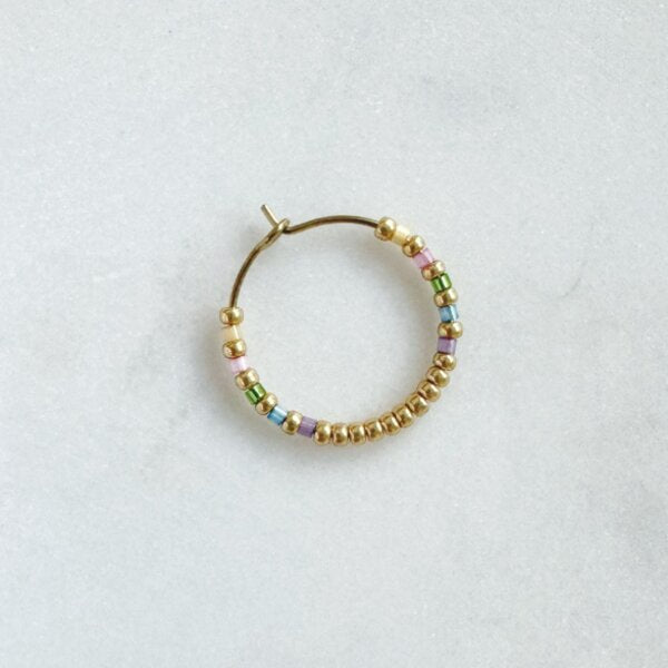 Mini Moon Earrings Gold with Rainbow